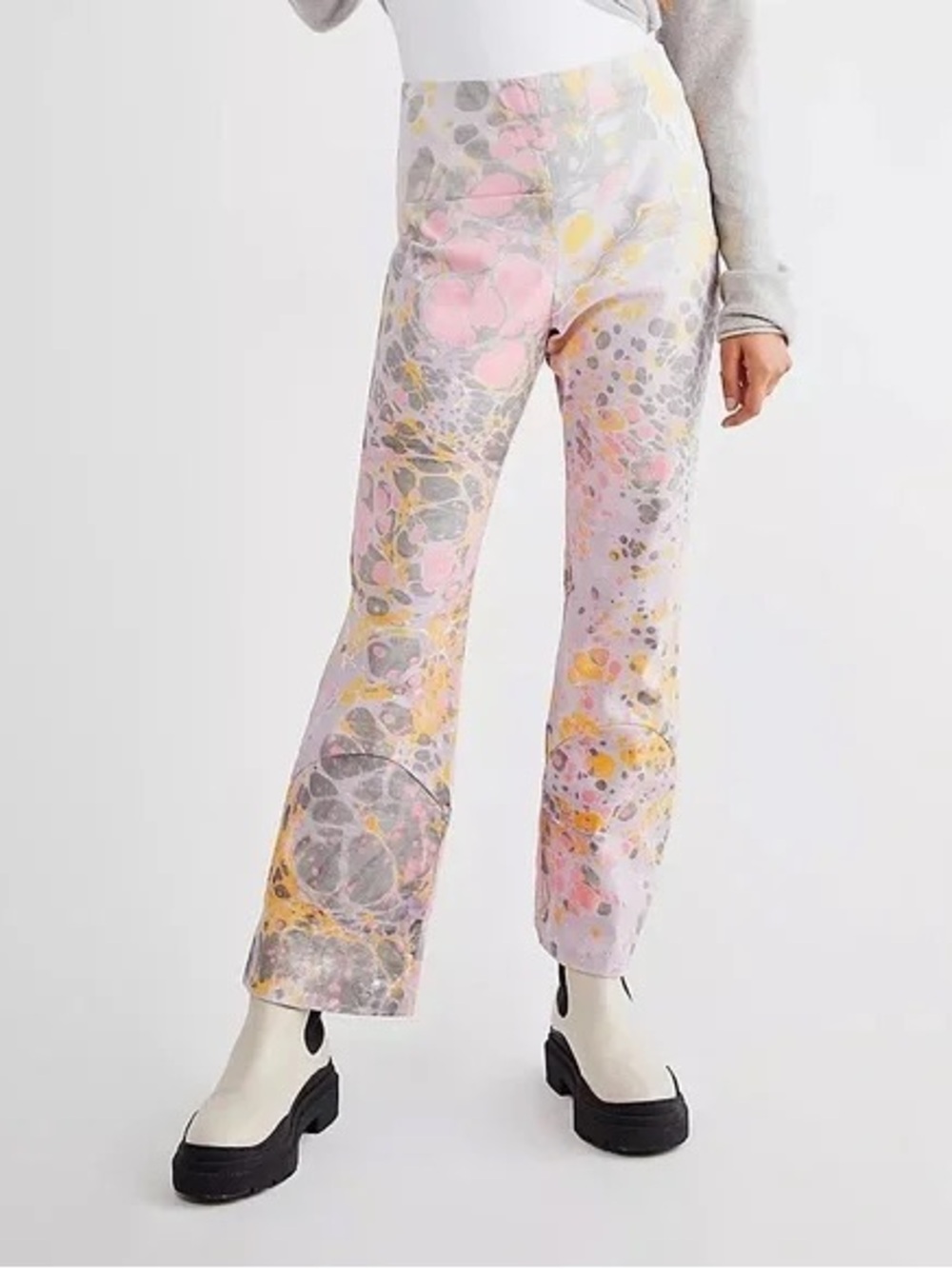 Free People Lefty High Rise Flare Marbled Pants Size XS